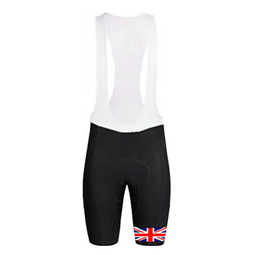 

21Grams Men's Cycling Bib Shorts Bike Bib Shorts Pants / Trousers Padded Shorts / Chamois Breathable Quick Dry Ultraviolet Resistant Sports UK National Flag Black / White Mountain Bike MTB Road Bike