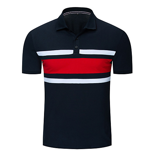 

Men's Polo Color Block Short Sleeve Daily Tops Cotton Basic Streetwear Black