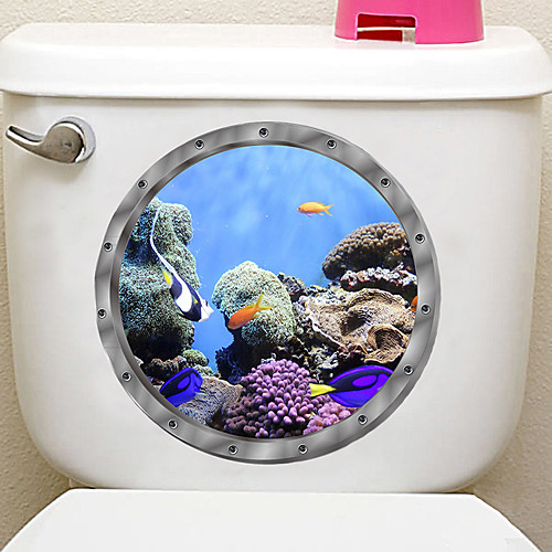 

Submarine fish Toilet Seat Wall Sticker Vinyl Art WC Pedestal Pan Cover decals Removable Bathroom Decals Home Decoration Wall Stickers 2929cm