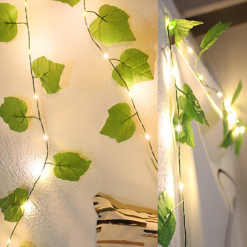 

New Artificial Grape Ivy Leaf Fairy Flexible String Holiday Lighting Home Party Camping Wedding DIY Decoration 2M 20Leds AA Battery Power Lighting