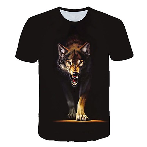 

Men's T shirt 3D Print Short Sleeve Daily Tops Black