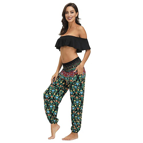 

Women's Yoga Pants Side Pockets Harem Bottoms Breathable Quick Dry Green Yoga Fitness Gym Workout Sports Activewear / Casual / Athleisure
