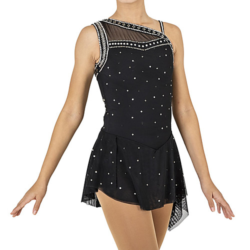 

Figure Skating Dress Women's Girls' Ice Skating Dress Black Patchwork Spandex High Elasticity Training Competition Skating Wear Crystal / Rhinestone Sleeveless Ice Skating Figure Skating / Kids