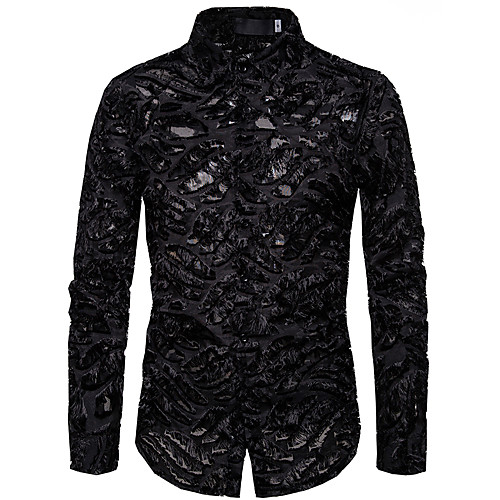 

Men's Shirt Solid Colored Long Sleeve Daily Tops White Black