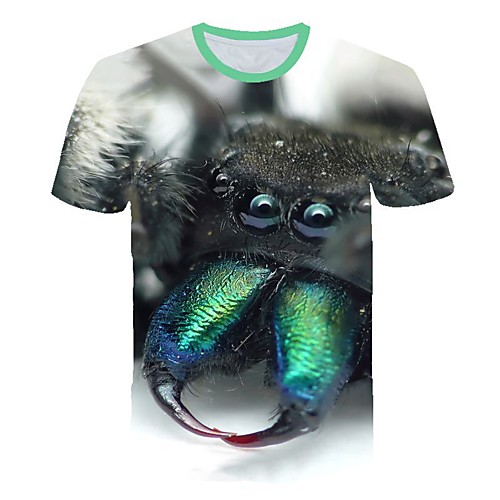 

Men's 3D Print T-shirt Daily Round Neck Gray / Short Sleeve