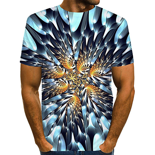 

Men's Plus Size Geometric 3D Print T-shirt Daily Weekend Round Neck Blue / Short Sleeve