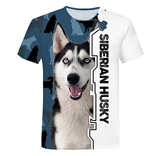 

Men's T shirt Geometric Plus Size Print Short Sleeve Daily Tops Basic Streetwear Blue