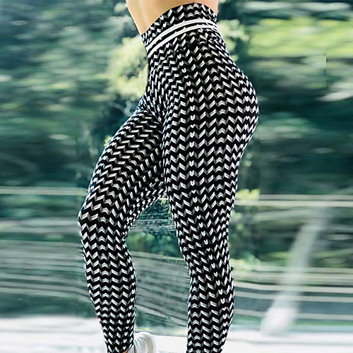 

Women's High Waist Yoga Pants Winter 3D Print Black / White Elastane Running Fitness Gym Workout Tights Leggings Sport Activewear Breathable Moisture Wicking Butt Lift Tummy Control High Elasticity