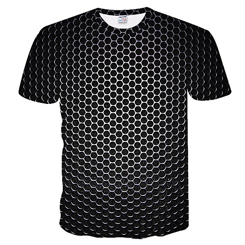 

Men's Geometric 3D Graphic Plus Size T-shirt Short Sleeve Daily Tops Basic Round Neck Black Purple Gold