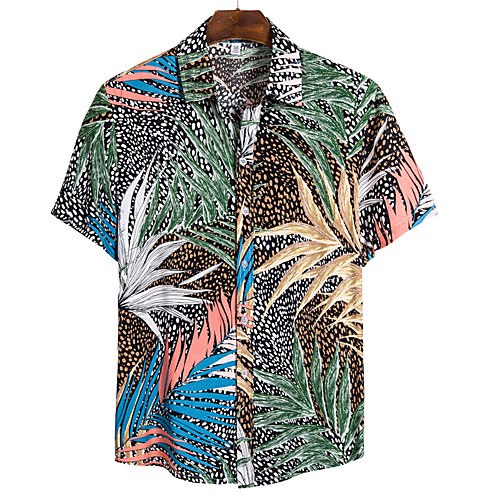 

Men's Shirt Floral Short Sleeve Daily Tops Basic Boho Rainbow