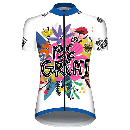 

21Grams Women's Short Sleeve Cycling Jersey Spandex Red / White Floral Botanical Bike Jersey Top Mountain Bike MTB Road Bike Cycling UV Resistant Breathable Quick Dry Sports Clothing Apparel
