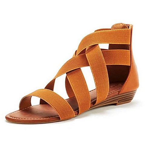

Women's Sandals Summer Low Heel Peep Toe Roman Shoes Daily PU Blue / Brown / Black