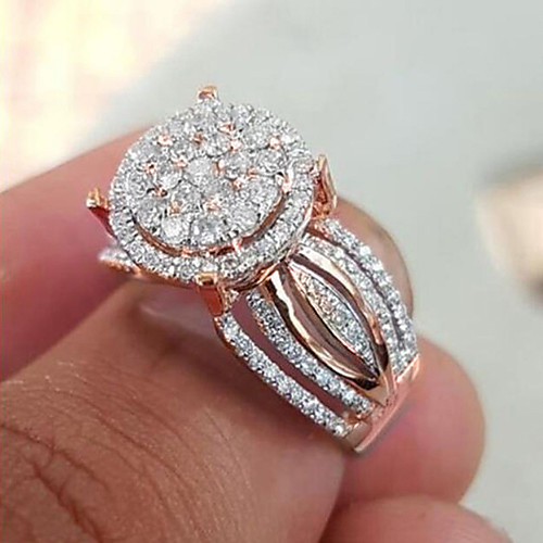 

Women's Ring Belle Ring AAA Cubic Zirconia 1pc Rose Gold Copper Rose Gold Plated Irregular Statement Luxury Party Evening Gift Jewelry Geometrical Wearable