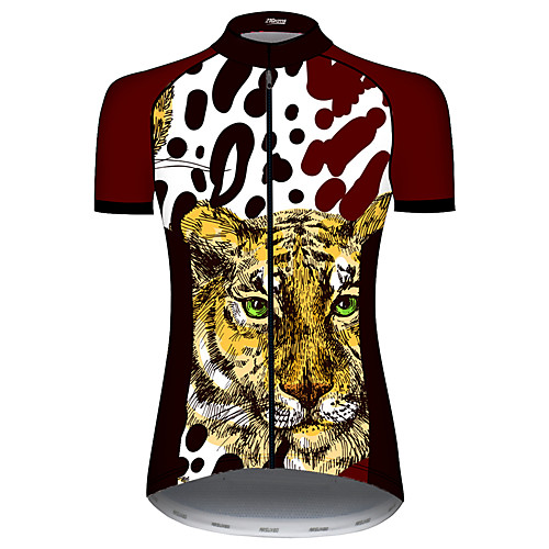 

21Grams Women's Short Sleeve Cycling Jersey Spandex Red and White Tiger Animal Bike Jersey Top Mountain Bike MTB Road Bike Cycling UV Resistant Breathable Quick Dry Sports Clothing Apparel / Stretchy