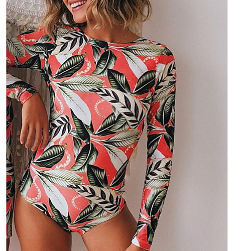 

Women's One-piece Swimwear Swimsuit - Floral S M L Red