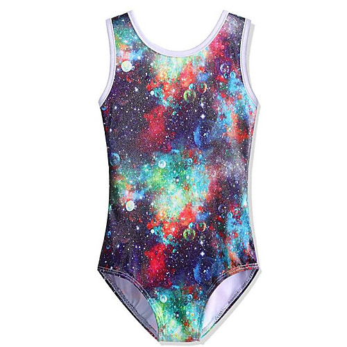 

21Grams Gymnastics Leotards Girls' Kids Leotard Spandex High Elasticity Breathable Butterfly Sparkly Sleeveless Training Ballet Dance Gymnastics Blue