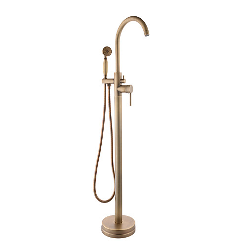 

Floor-mounted Shower System Set Handshower Included Contemporary Chrome / Antique Brass Free Assemblement Ceramic Valve Bath Shower Mixer Taps