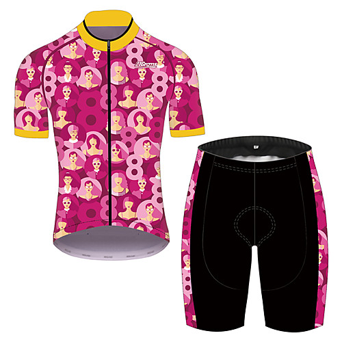 

21Grams Men's Short Sleeve Cycling Jersey with Shorts Pink / Black Solid Color Bike UV Resistant Quick Dry Sports Patterned Mountain Bike MTB Road Bike Cycling Clothing Apparel / Stretchy