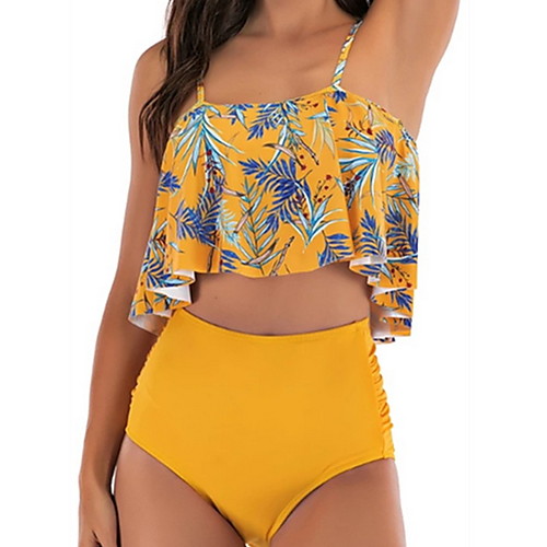 

Women's Tankini Swimwear Swimsuit - Geometric S M L Light Blue Black Blue Red Yellow