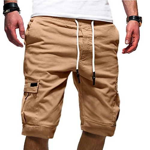 

Men's Basic Slim Shorts Pants Solid Colored Knee Length White Khaki Gray