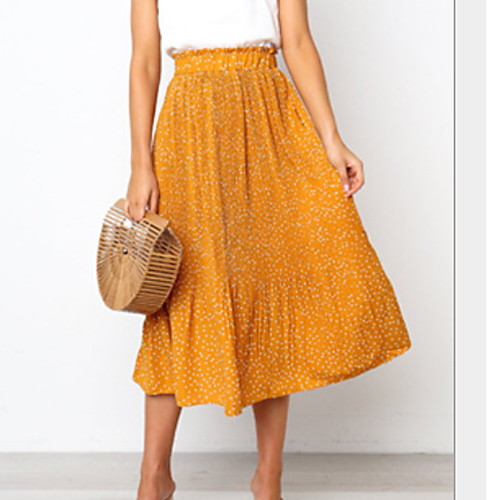 

Women's Daily Wear Basic A Line Skirts - Geometric Print Yellow Red Green S M L