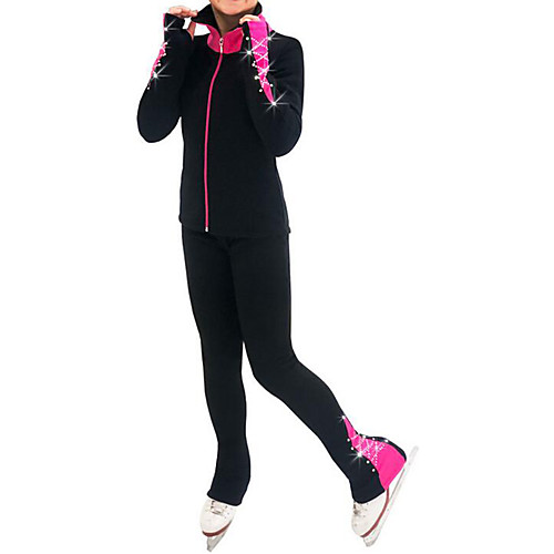 

Over The Boot Figure Skating Tights Figure Skating Fleece Jacket Women's Girls' Ice Skating Jacket Pants / Trousers Black Spandex High Elasticity Training Skating Wear Patchwork Crystal / Rhinestone