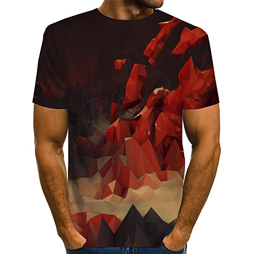 

Men's Plus Size 3D Graphic Print T-shirt Basic Boho Daily Sports Round Neck Wine / Short Sleeve