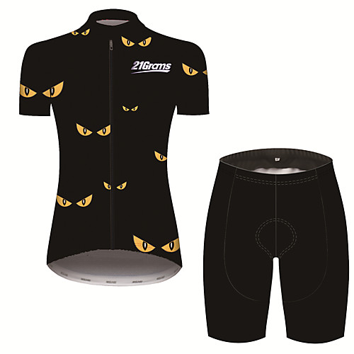 

21Grams Women's Short Sleeve Cycling Jersey with Shorts Spandex Polyester Black / Yellow Bike Clothing Suit Breathable 3D Pad Quick Dry Ultraviolet Resistant Sweat-wicking Sports Solid Color Mountain