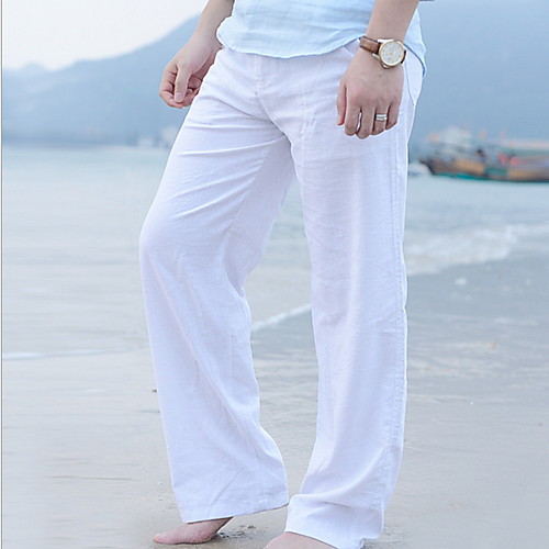 

Men's Basic Linen Chinos Pants - Solid Colored White Black Army Green US34 / UK34 / EU42 / US36 / UK36 / EU44 / US40 / UK40 / EU48