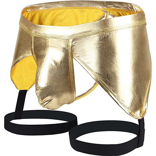 

Men's 1 Piece Cut Out G-string Underwear - Normal Low Waist Black Gold Silver S M L