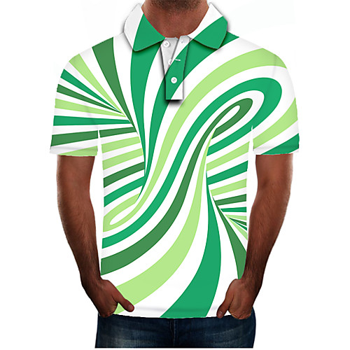 

Men's Plus Size Color Block 3D Polo Street chic Exaggerated Daily Going out Shirt Collar Green / Short Sleeve