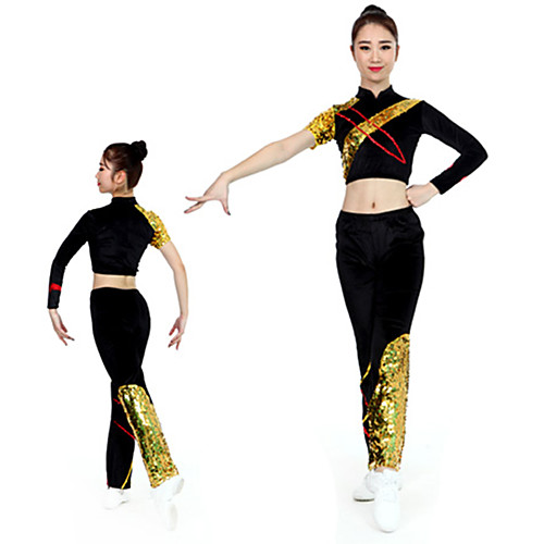 

Cheerleader Costume Gymnastics Suits Women's Girls' Kids Pants / Trousers Spandex High Elasticity Handmade Short Sleeve Competition Dance Rhythmic Gymnastics Gymnastics Black