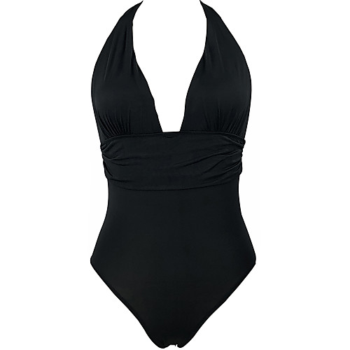 

Women's Plus Size Basic Cheeky Bikini One-piece Swimwear Swimsuit - Solid Colored Backless S M L Black