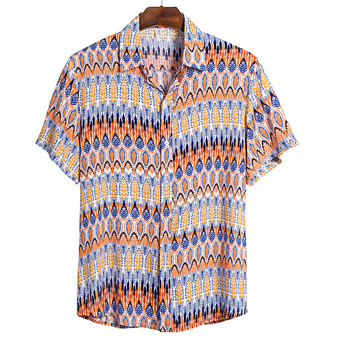 

Men's Shirt Floral Short Sleeve Daily Tops Basic Boho Rainbow