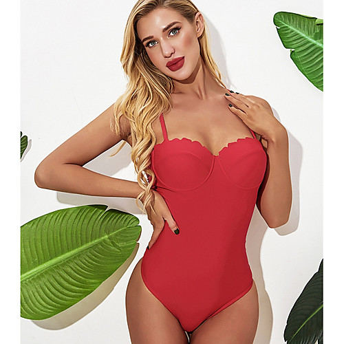 

Women's Red One-piece Swimwear Swimsuit - Solid Colored S M L Red