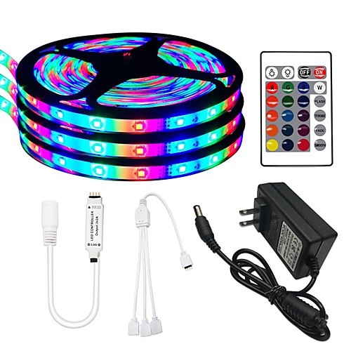 

3x5M Flexible LED Strip Lights RGB Tiktok Lights 24Key Remote Controls 810 LEDs SMD3528 8mm 1 24Keys Remote Controller 1 x 12V 3A Adapter RGB Change Christmas New Year's Waterproof 100-240