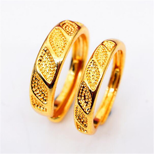 

Couple's Couple Rings 2pcs Gold Copper Gold Plated Round Fashion Birthday Party Evening Jewelry Geometrical Precious