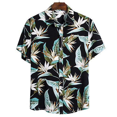 

Men's Shirt Floral Short Sleeve Daily Tops Basic Boho Rainbow