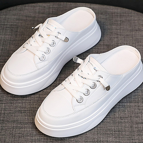 

Women's Clogs & Mules Flat Heel Round Toe PU Spring & Summer White / Black / Silver