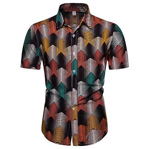 

Men's Floral 3D T-shirt - Linen Basic Exaggerated Daily Going out Rainbow / Short Sleeve