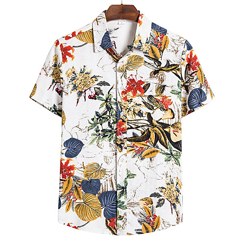 

Men's Shirt Geometric Short Sleeve Daily Tops White