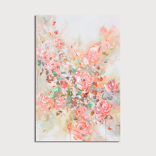 

Oil Painting Hand Painted Vertical Abstract Floral / Botanical Modern Stretched Canvas
