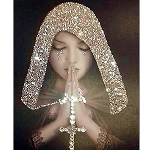 

Christian Cross Pray Goddess Embroidery Kits 5D DIY Diamond Painting Virgin Women and Cross Wall Art Decor Modular Pictures 3040cm