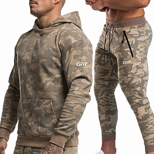 

Men's 2 Piece Tracksuit Sweatsuit Jogging Suit Street Casual Long Sleeve Breathable Soft Fitness Running Jogging Sportswear Skinny Outfit Set Clothing Suit Hoodie Yellow Grey Activewear Micro-elastic