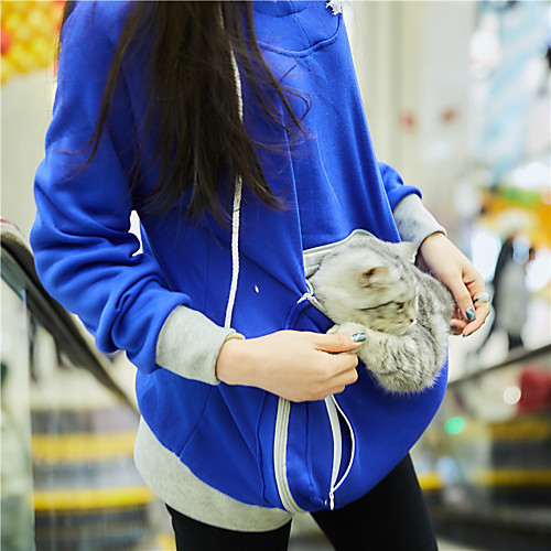 

Big Kangaroo Pouch Hoodie Women Pet Pocket Hoodie Sweatshirt Dog Cat Carry Pocket Hooded Pullover Sportswear
