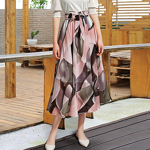 

Women's A Line Skirts - Geometric Black Blushing Pink One-Size / Slim