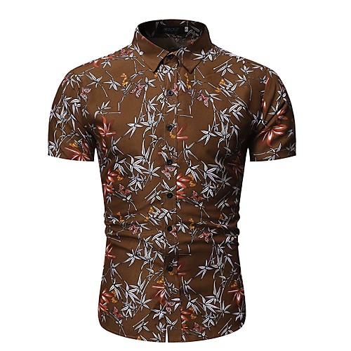 

Men's Geometric Graphic Shirt Daily Light Brown / Black / Short Sleeve