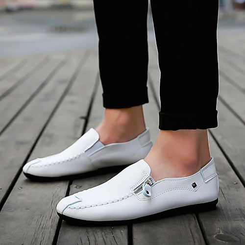 

Men's Leather Spring & Summer / Fall & Winter Classic / Preppy Loafers & Slip-Ons Walking Shoes Breathable Black / White / Orange