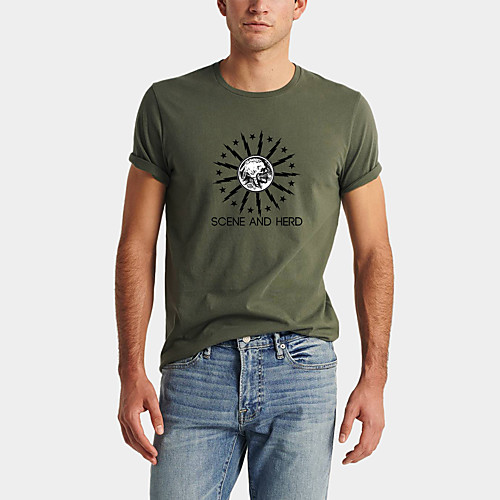 

Men's T shirt Skull Letter Print Short Sleeve Daily Tops Cotton Business Basic White Black Blue