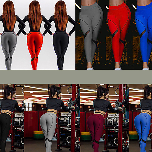 

Women's High Waist Yoga Pants Solid Color Black Burgundy Blue Grey Running Fitness Gym Workout Tights Sport Activewear Breathable Moisture Wicking Butt Lift Tummy Control High Elasticity Skinny